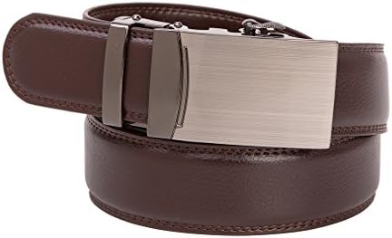 Riccho C17. Brown Gun Silver Unique Buckle Brown Leather