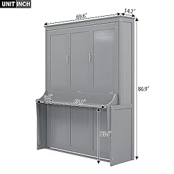 BIADNBZ Queen Murphy Bed with a Shelf, Space-Saving