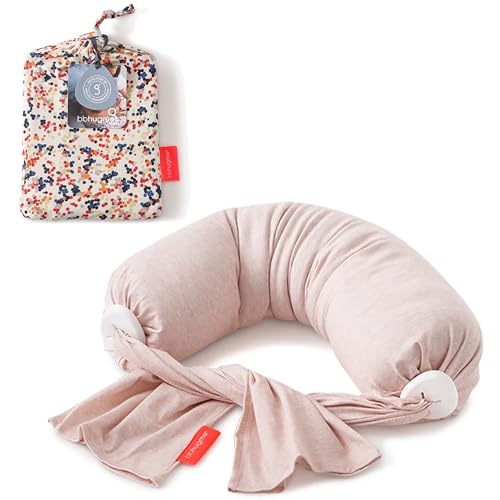 bbhugme Adjustable Nursing Pillow with Pink Melange Cover & Extra Dots Cover - Breastfeeding and Baby Support