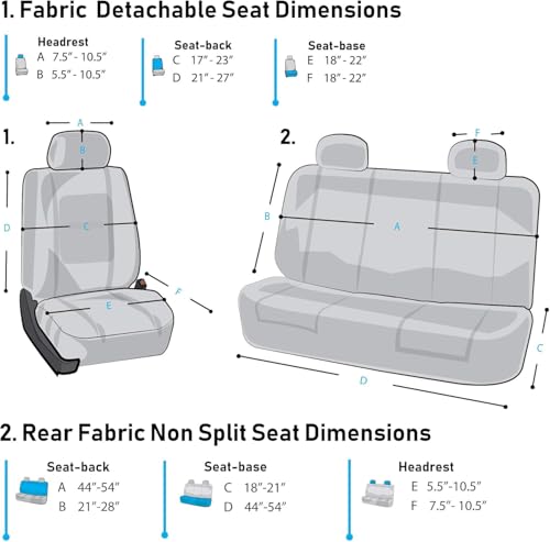 Car Seat Covers Full Set, Breathable Premium Cloth Automotive Seat Cover, Universal Front and Rear Seat Covers, Easy to Install Car Accessories for Most Cars Trucks SUV (Beige)