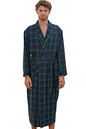 Men's Gift Green Grid Big and Tall Cotton Robes Sleepwear Living At Home Bathrobe SY60 XXXL