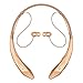 Bluetooth Headphones Rymemo Newest Design Wireless Headset Music Earphones Stereo Earbuds Sports/running Magnetic Neckband Style Shine Like Diamond Surface for Cellphone, Gold