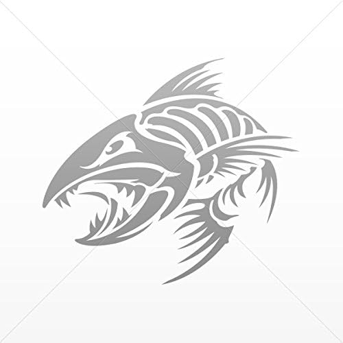 Sticker Decal Angry Fishbone Figure Tablet Laptops Weatherproof Sports Gray (8 X 7.04 In)