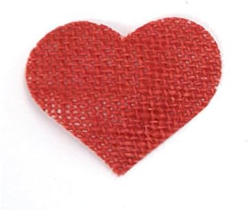 Jute Hessian Burlap Fabric HEART Die Cut Shapes - Pack of 10 - Red