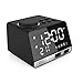 Foreita Digital Alarm Clock, Bluetooth Speaker with Dual Snooze Clock USB Charging Port, AUX TF Card Play, Thermometer, Large Mirror LED Dimmable Display for Bedroom, Kitchen, Table, Desk