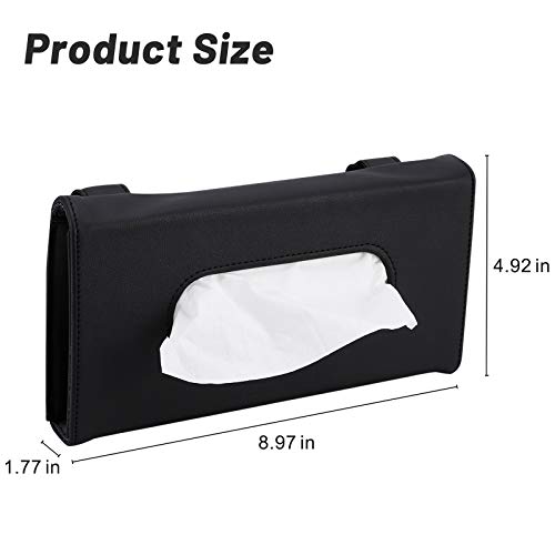 Accmor Car Sun Visor Tissue Holder, Vehicle PU Leather Napkin Organizer Paper Towel Clip Box, Backseat Sun Visor Tissue… - Image 2