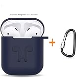 Amasing Case 2 in 1 Accessories Kits Compatible for Airpods Protective Silicone Cover and Skin Compatible for Airpod Case with Clips Keychain Blue