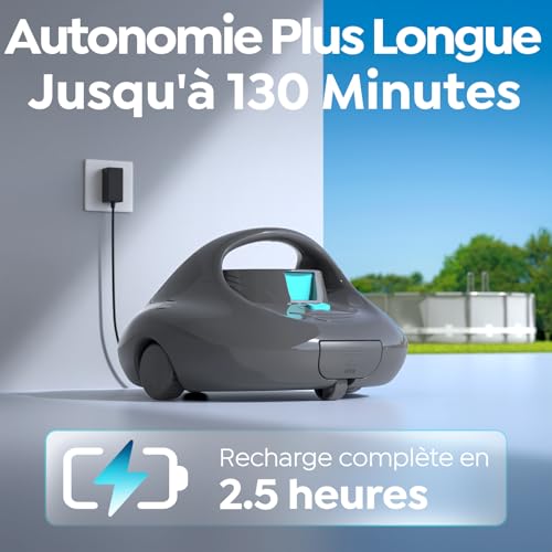 TALOSBO Pleco Se Above-Ground Pool Vacuum Cleaner, 130 Min Powerful Cleaning, Quick Charge in 2.5 Hours, Double Drive Motors, Ideal for Flat Pool Robot up to 85 m²