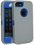 Brand New Iphone 5 5S Body Armor Defender - Comparable to Otterbox Defender (Light Grey on Blue)
