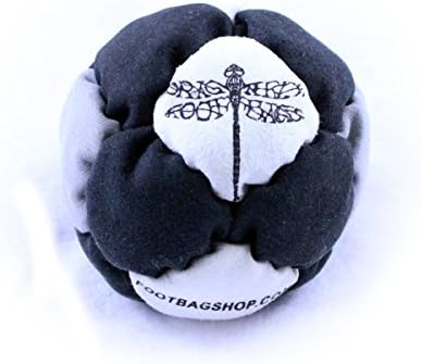 Dragonfly Footbags Black, Grey, and White Nemesis 14 Cork / Metal (Hacky Sack)