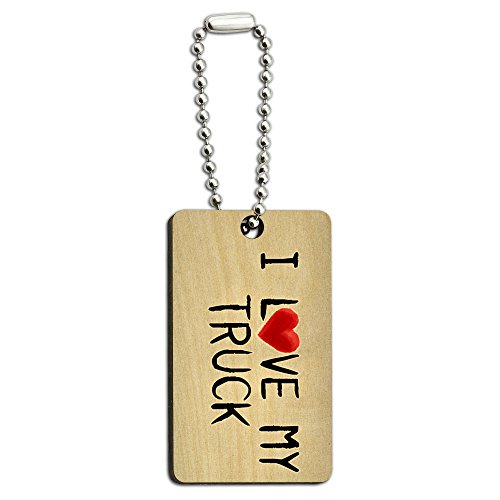 I Love My Truck Written on Paper Wood Wooden Rectangle Key Chain