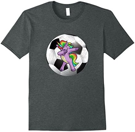 Mens Dabbing Unicorn T-Shirt Funny Soccer Dab Shirt Medium Dark Heather
