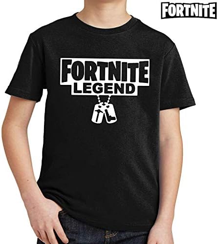 fresh tees Fortnite Legend Gaming Youth T- Shirt (Medium 6-8 Yrs, Black)