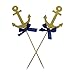 Bilipala Anchor Cake Cupcake Topper Picks For Nautical Theme Decorations Party Supplies, 12 Counts