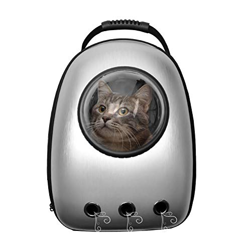 Oranlife Pet Carrier Portable Backpack Space Capsule Bubble Puppy Carrier Traveler Knapsack Waterproof Backpack Breathable Bag for Cats Dogs and Small Animals-Sliver