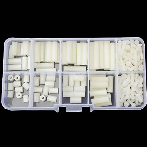M2.5 Nylon Hex Standoff Plastic Thread Motherboard Spacer Prototyping Accessories for PCB, Quadcopter Drone, Computer & Circuit Board Assortment Kit (M2.5 Female ; White)