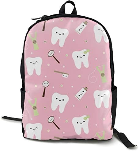 Hiking Work Walking Cycling Backpack Daypack Lightweight Polyester Multipurpose Anti-Theft Rucksacks Big Capacity Bookbag, Dental Teeth Fabric Toothpaste Pink