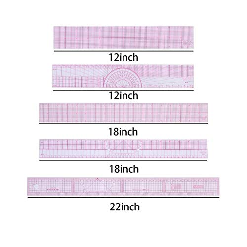 Wusteg 6 Pieces Beveled Transparent Ruler Sewing Rulers Professional