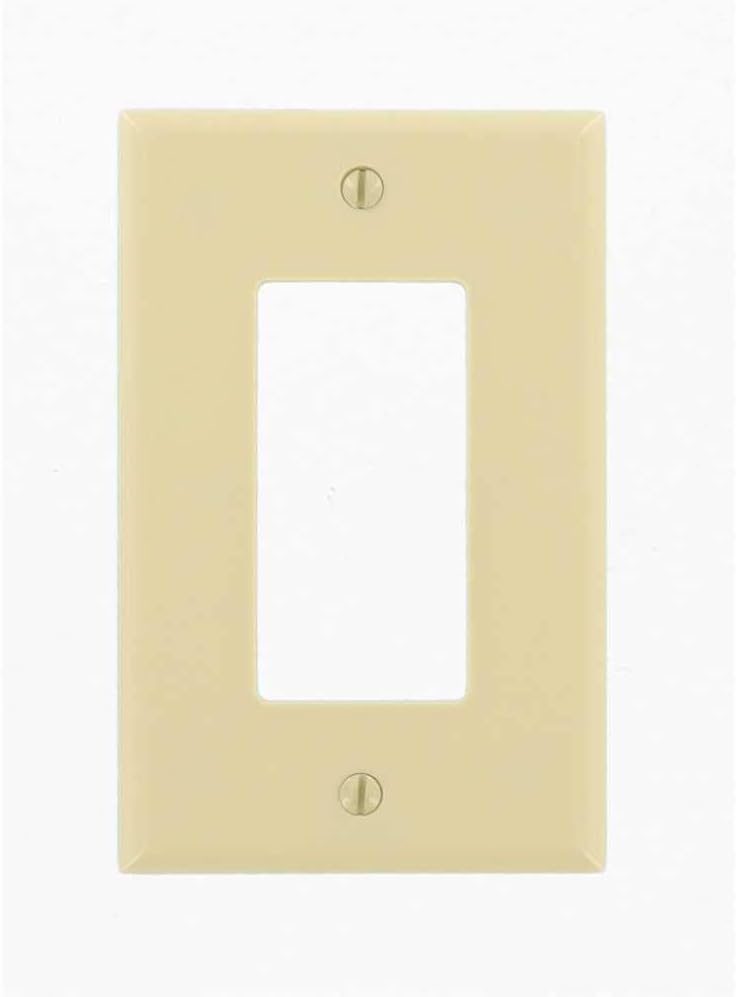 Leviton 80601-W 1-Gang Decora/GFCI Device Wallplate, Midway Size, Thermoset, Device Mount, White - Switch Plates - 