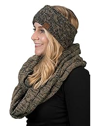 FUNKY Junque Cable Tejido Fuzzy Forrado Headwrap con Bufanda Infinity a juego