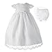 Lauren Madison Baby-Girls Newborn Christening Baptism Special Occasion Organza Floral Embroidered Dress Gown Outfit with Pearl Trim., White, 6-9 Months