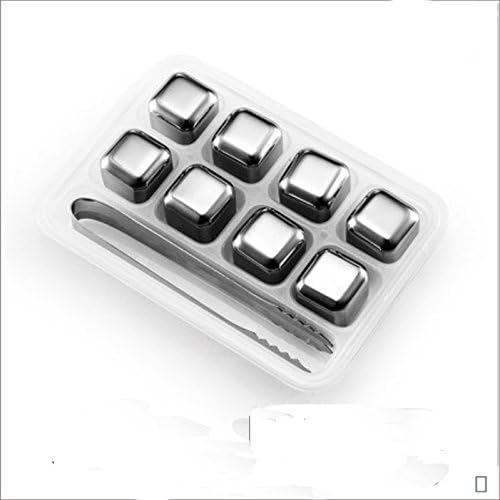 Yinyol Stainless Steel Chilling Ice Cubes Reusable for Whiskey Wine Beverage (Set of 8)