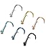 ORAZIO 18G 6PCS Stainless Steel Nose Ring Piercing Mixed Colored Body Jewelry