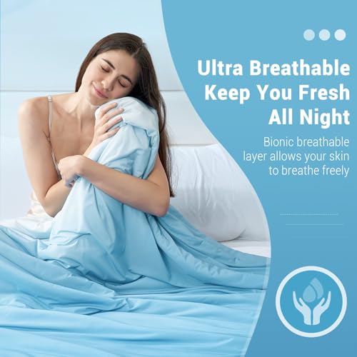 Elegear Cooling Comforter King Absorbs Body Heat to Keep Cool, Double-Sided Cooling Blanket for Hot Sleepers Arc-Chill Cool Fabric Q-Max>0.5, Lightweight Summer Comforter Cold Blanket,light blue