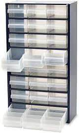 Raaco RAA137409 Blue Transparent Parts Storage Metal Cabinet 24 Drawer Organizer view 2