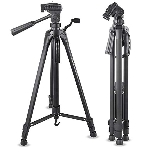 Emarth 55'' Lightweight Camera Tripod, Aluminum Compact Scope Tripod with 3 Way Fluid Pan Head for Nikon Canon Sony DV Camcorder - Thumbnail 7