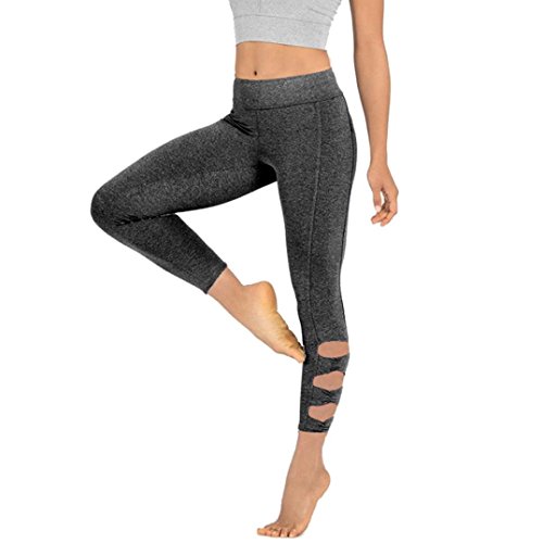 The Last Day Clearance! Women Leggings, Neartime Sexy High Waist Skinny Yoga Pants Fitness Sports Mid-Calf Pencil Trousers (S, Gray)