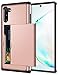 SAMONPOW Wallet Cover for Galaxy Note 10 Case with Card Holder Dual Layer Hybrid Shell Heavy Duty Protection Shockproof Anti Scratch Soft Rubber Bumper Cover Case for Galaxy Note 10 6.3 inch Rose Gold