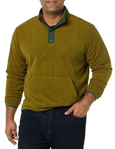 AMAZON ESSENTIALS MEN’S SNAP-FRONT PULLOVER POLAR FLEECE JACKET – DISCONTINUED COLORS, DARK OLIVE HEATHER, MEDIUM