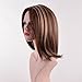 QianBaiHui Charming Straight Wigs for Women Daily Use Natural and Healthy Mixed Medium Length Brown wigs Bob Hairstyle