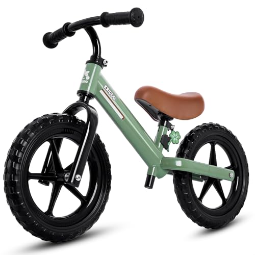 KRIDDO Toddler Balance Bike 2 Year Old, Kids Balance Bike for 2-5 Years Old, Dual Bearing for Smoother Riding, Adorable Plate, Adjustable Seat and Handlebar, Toddler Bike Gifts Age 2-3, Green