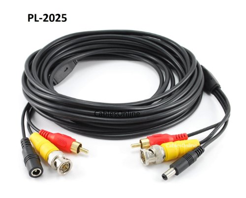 CablesOnline 25ft RCA(Audio) & BNC(Video) Male to Male Camera Cable w/DC Power (PL-2025)