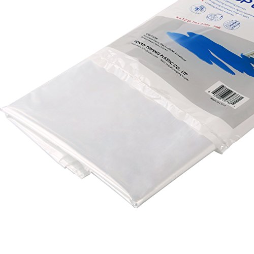 TopSoon Plastic Drop Cloth 9Feet by 12Feet Clear Tarp Plastic Painting Tarp Plastic Sheeting