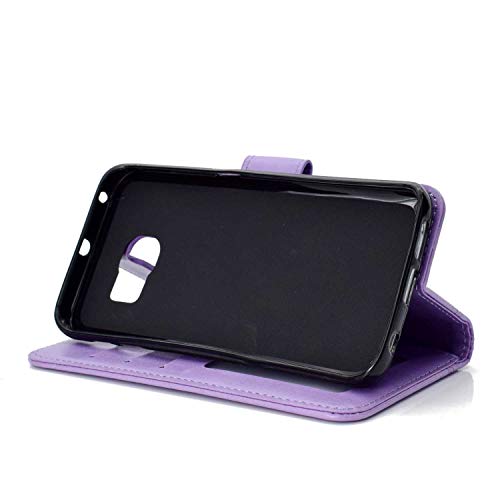 Case Galaxy S6 Edge, Bear Village PU Leather Embossed Design Case with Card Holder and ID Slot, Wallet Flip Stand Cover for Samsung Galaxy S6 Edge (#3 Purple) - Thumbnail 6