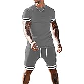 congluoki Mens Short Sets 2 Piece Outfits Fashion Short Sleeve Summer Tracksuits Casual Set with Pockets