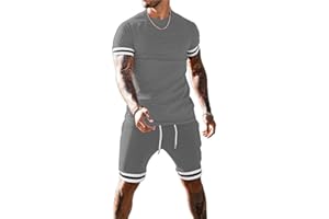 congluoki Mens Short Sets 2 Piece Outfits Fashion Short Sleeve Summer Tracksuits Casual Set with Pockets