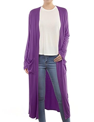 BIADANI Women Classic Long Sleeve Front Pockets Split Hem Maxi - Main Image