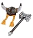 Viking Helmet and Hammer - 2-Pack Adult Party Hat Costume Accessories for Halloween, Themed Birthday Parties, Helmet: 22.7 Inches Circumference, Hammer: 20.7 x 7.7 x 4 Inches