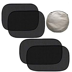 XUBX 4 Pack Zonneschermen voor Auto, Zonneschaduw Zijruit, Zelfklevende zonnescherm voor Zijruiten en Achterruit…