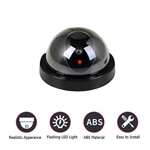 Fake Security Cameras, CCTV Dome Dummy Camera with Flashing Red Light, Wireless Simulated Cameras Surveillance for Home, Outdoor, Indoor, Business, 2 Pack - Thumbnail 2