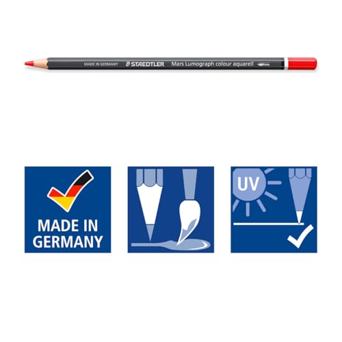 STAEDTLER Yellow-Orange Watercolour Pencil – Water Soluble Art Pencil with Hexagonal Design – 3.6 mm Lead, High Colour Intensity and Light Fastness