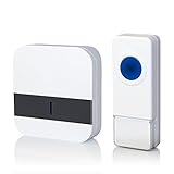 Portable Wireless Doorbell Chime Kit Operating at Over 1000 Feet Range 52 Selectable Melodies, No Batteries Required for Receiver - Black / White