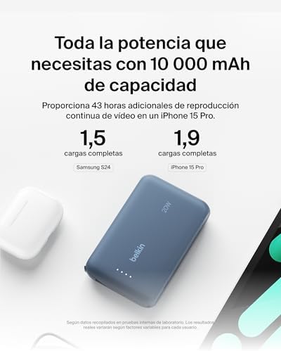 BoostCharge 10000 mAh Bateria Externa com Cabo USB-C - Azul