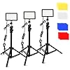 3 Packs 70 LED Video Light with Adjustable Tripod Stand/Color Filters, Obeamiu 5600K USB Studio Lighting Kit for Tablet…