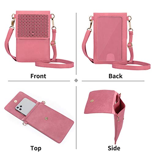 AnsTOP Lightweight Leather Phone Purse, Small Crossbody Bag Mini Cell Phone Pouch Shoulder Bag with Strap for Women