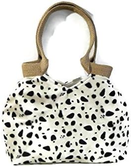 Fashion Dalmatian faux fur tote bag, faux fur handbag, trendy shoulder bag, animal print bag